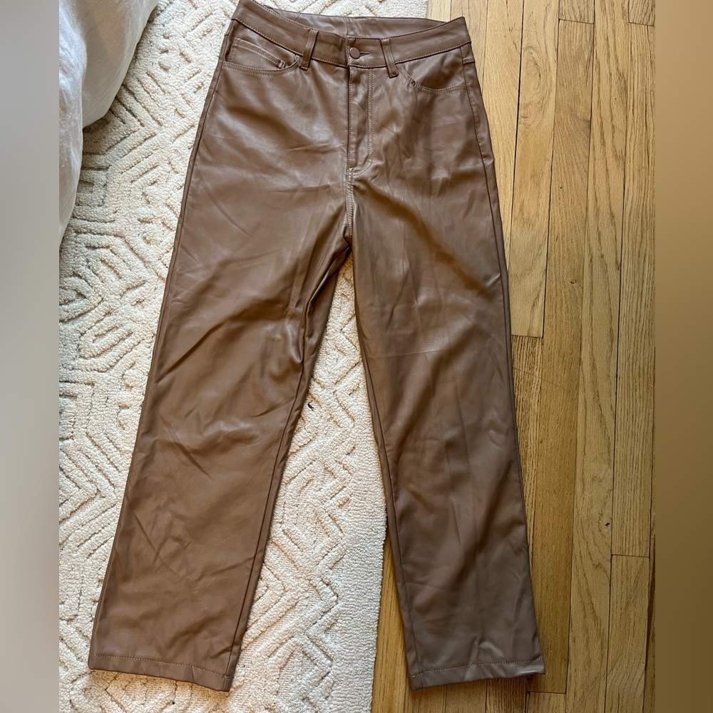 Ci Sono Women’s Casual Brown Faux Leather Pants | Size 9